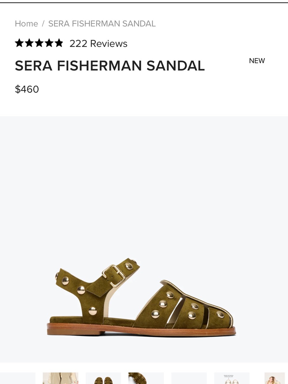 Freda Salvador: Sera Fisherman Sandal - Olive Suede w/ Gold Studs EUC - Picture 13 of 13